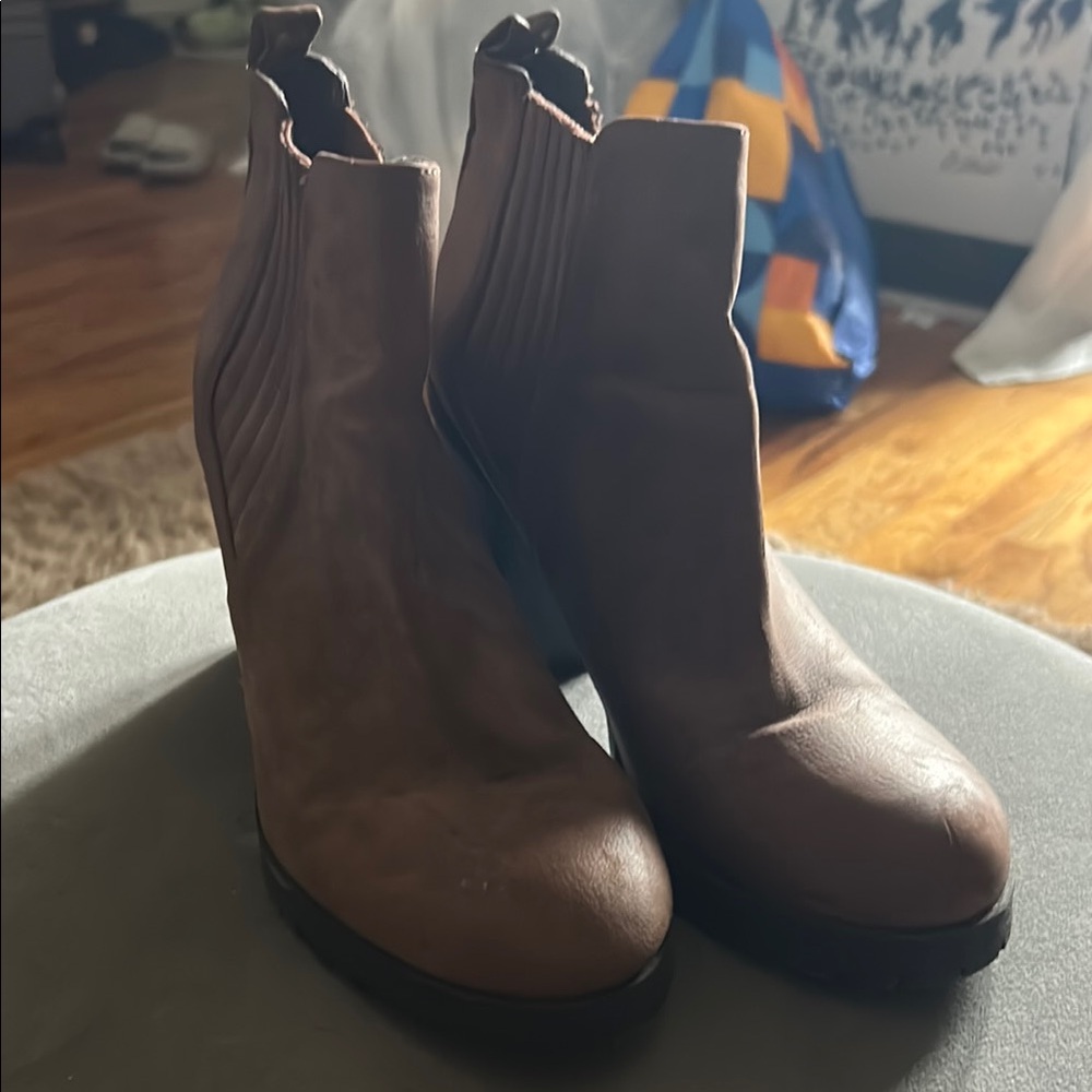 Sam & Libby Brown Ankle Booties with Elastic Panels